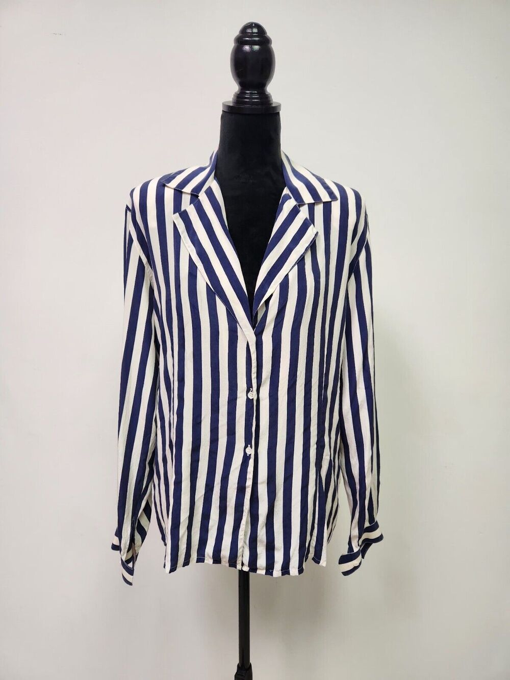 Vtg Mariano Rubinacci Women's Striped Silk Blazer Ivory & Blue Size IT 46 US 10